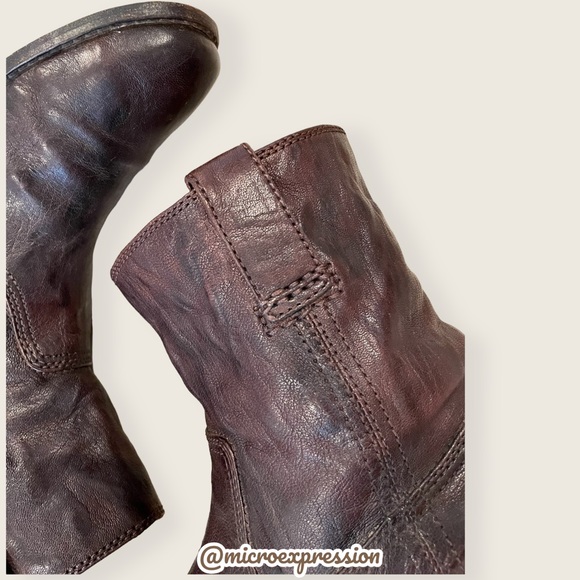 $360 Frye Anna Short Dark Brown Genuine Leather Pull On Comfy Daily Ankle Boots - Picture 13 of 14